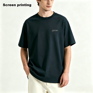 Wholesale 260GSM 100% Cotton <b>Men</b> Oversized Blank T <b>Shirt</b> Custom Screen Print Graphic Casual Knitted Tees OEM Private Label - Product Image 1