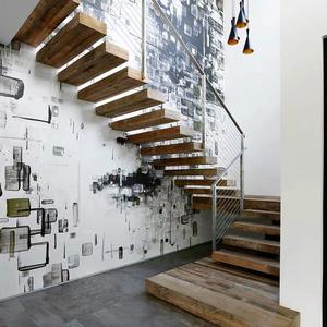 चीन से इनडोर होम डिय आवासीय घर के लिए महान गुणवत्ता ठोस लकड़ी फ्लोटिंग सीढ़ी प्रणाली - Product Image 4