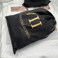 Sac à poussière en satin noir de luxe de grande taille 12*16'' pour le rangement des cosmétiques, l'emballage des chaussures, des chapeaux, sac à poussière personnalisé en satin avec cordon de serrage