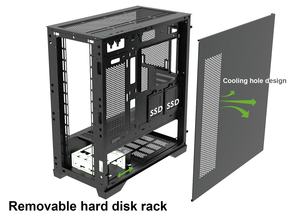 Boîtier <span class=keywords><strong>PC</strong></span> <span class=keywords><strong>Gamer</strong></span> BTX <span class=keywords><strong>Horizontal</strong></span> avec LED ARGB, Châssis de Tour de CPU de Bureau pour Jeux avec Fenêtre Latérale USB2.0/3.0 - Product Image 4