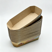 Boîte en carton jetable en forme de bateau en papier kraft, barquette à emporter pour fruits, idéale pour la restauration rapide et les collations