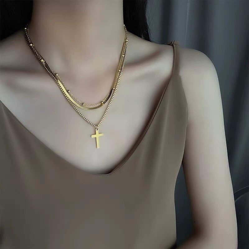 triple cross necklace