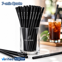 Pajitas desechables SOTON, ecológicas, biodegradables, compostables, de calidad alimentaria, negras y blancas, hechas de PLA, con logo personalizado impreso.