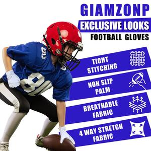 Free Sample Sport <strong>Gloves</strong> for Youth Silver Anti-Slip Great <strong>Grip</strong> Sticky Silicone Lightweight American Football Custom Logo Outdoor - Product Image 5
