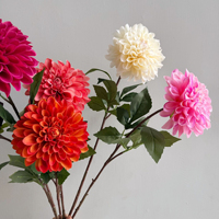 Dahlias artificiels de haute qualité, 73 cm, fleurs réalistes de couleur bordeaux, dégradé, pour mariage, Noël, table, fête, décoration de la maison