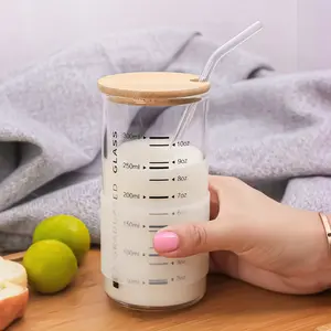 마시는 유리 컵 라운드 물 유리 컵 주스 우유 유리 측정 컵