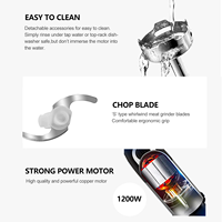 Mixeur Plongeant Électrique Haute Puissance 500-1500W en Acier Inoxydable avec Contrôle de Vitesse Continu, Hachoir Domestique avec Bol de 600-800ML