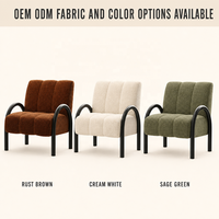 Fauteuil d'appoint en tissu de style moderne pour petit appartement, avec pieds en métal et double accoudoir, pour salon