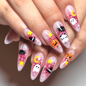 <span class=keywords><strong>Uñas</strong></span> Postizas de Halloween al por Mayor, <span class=keywords><strong>Cortas</strong></span>, Almendradas, Diseño Frankenstein en Verde Neón y Morado, 24 Piezas, Estilo Retro - Product Image 4