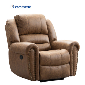 Sillón Reclinable Manual DOSER con Estructura de Madera Moderna y Tapicería de Tela, Extensible, Ajustable, Cómodo, de un Solo Asiento, para Sala de Estar, Cine en Casa - Product Image 1