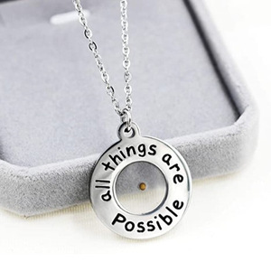 Nuevo Collar de Moda de Acero Inoxidable con Colgante de Semilla de Mostaza y la Frase 'Faith Moves Mountains' para Mujeres y Hombres - Product Image 6