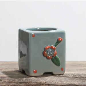 Maceta de Cerámica Pequeñ<span class=keywords><strong>a</strong></span>, Cuadrada, Transpirable, Duradera, de Diseño Simple, para Decoración del Hogar, para Escritorio - Product Image 2