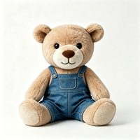 Ours en peluche personnalisé, mignon et doux, avec salopette en jean bleue, jouet en peluche confortable