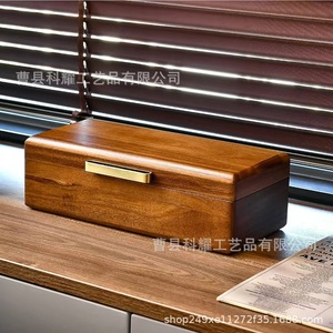 Caja de Almacenamiento de Joyas de Madera de Nogal Negro con Tapa Abatible, Organizador de Relojes de Diseño Exquisito y de Alta Gama - Product Image 1
