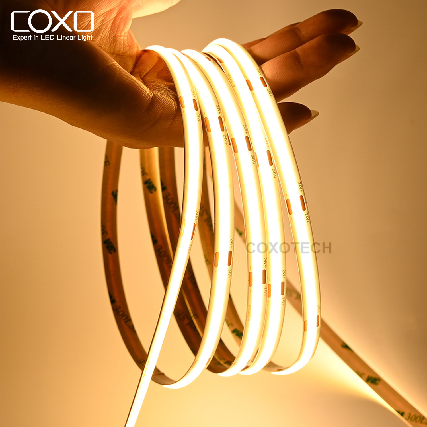 COXO Cob Led Strip Manufacturer Tuya 12 Volt 5m Flex Flexible 5v Warm White for Tv Backlight 12v Smart 24v Cob Led Strip Light