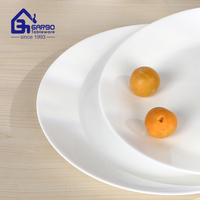 Boîte de présentation pour supermarché, lot de 12 assiettes plates de 10 pouces en verre opale blanc, brillantes, résistantes à la chaleur, vaisselle