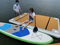 Tapis d'eau gonflable, plate-forme en teck de fête, loisirs, bateau flottant, ponton E dock à vendre