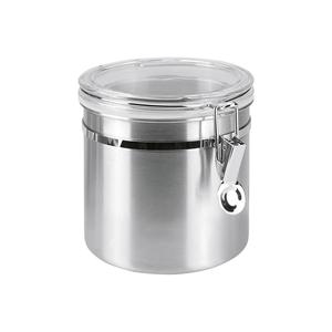Conteneur de stockage Metaltex 1L avec couvercle en verre, pot de conservation alimentaire en acier inoxydable avec joint à clipser, utilisation en cuisine - Product Image 1