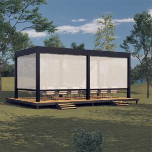 Pérgola de techo de lumbrera de aluminio para exteriores, sistema de techo de pérgola, pared de vidrio, Gazebo <span class=keywords><strong>impermeable</strong></span>, pérgola con recubrimiento en polvo, Pérgula OEM moderna - Product Image 3