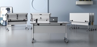 Vente en gros de mobilier scolaire multifonction table de conférence moderne pliante à cadre métallique avec roulettes