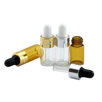 Hautpflege öl Mini 1ml 2ml 3ml 5ml Amber Clear Serum Kosmetik glas Tinktur Tropf flasche mit Silber ring Aluminium kappe