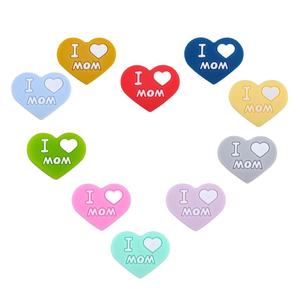 J'aime <span class=keywords><strong>Mam</strong></span>/papa bricolage en forme de coeur attache-sucette bijoux accessoires perles de dentition en Silicone de qualité alimentaire - Product Image 3