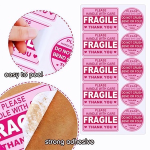 Наклейка Anlucci розовая водонепроницаемая, хрупкая, самоклеящаяся, 2''*3'', из мелованной бумаги, настраиваемая, для доставки, не наступать на нее, складная этикетка для почтовых отправлений - Product Image 4