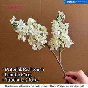 DC179 Hortensia Artificial de Seda Blanca Crema al por Mayor, Tallo Largo, Forma de Cono, para Decoración Floral de Bodas - Product Image 2