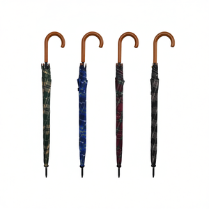 Parapluie de golf écossais, 4 couleurs assorties, manche en bois, design classique à carreaux, protection contre la pluie, utilisation en extérieur - Product Image 2
