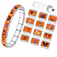 Éléments modulaires d'accessoires d'Halloween, Bracelet en acier inoxydable avec motifs personnalisés, Bijoux de mode en stock, Fournisseur en gros