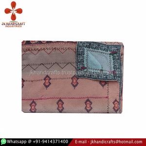 Twin Size Beautiful Hand Made <b>Indian</b> Cotton Sari Patchwork Reversible Bengali Kantha <b>Quilt</b> - Product Image 1