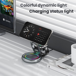 สินค้าใหม่ปี 2025 เครื่องชาร์จไร้สายแบบพับได้ 3-in-1 15W หมุนได้ 360 องศา แม่เหล็กสีสันสดใส วัสดุโลหะ ใช้ได้กับ <span class=keywords><strong>iPhone</strong></span> 15/16 สำหรับนาฬิกา - Product Image 6