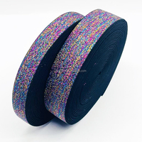 Bande élastique pour sous-vêtements, ceinture de taille, 1/1,5 pouce, fabrication sur mesure, jacquard tissé, logo coloré, paillettes dorées métalliques brillantes