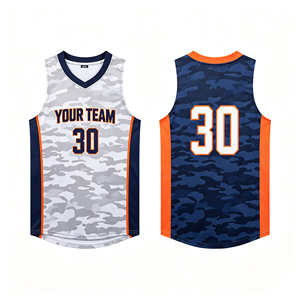 Maillot de basket réversible camouflage pour le jour du match, personnalisé avec nom et numéro d'équipe, double face, sans manches, imprimé 100% - Product Image 2