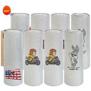 USA Warehouse Free Shipping Chunky Skinny Straight Vacuum Insulated 20oz Shimmer Glitter Sublimation Tumblers for DIY Printing - Product Image 2