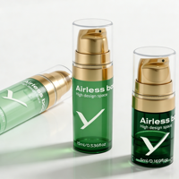 Bouteilles à pompe sans air en plastique personnalisables avec logo, vides, 5 ml, 10 ml, 15 ml, en PP, pour crème pour le visage, nettoyant, cosmétiques, lotions