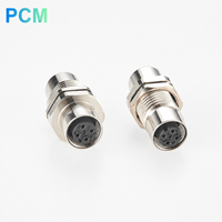 Conector M12 A-Code de 5 Pines Hembra a Hembra para Montaje en Panel, con Protección IP67 para Gabinetes de Automatización Industrial