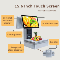 Machine de terminal de caisse enregistreuse de 15.6 pouces Balance de pesée de point de vente AI Balance de système de point de vente intelligente Écran tactile pour la vente au détail de légumes