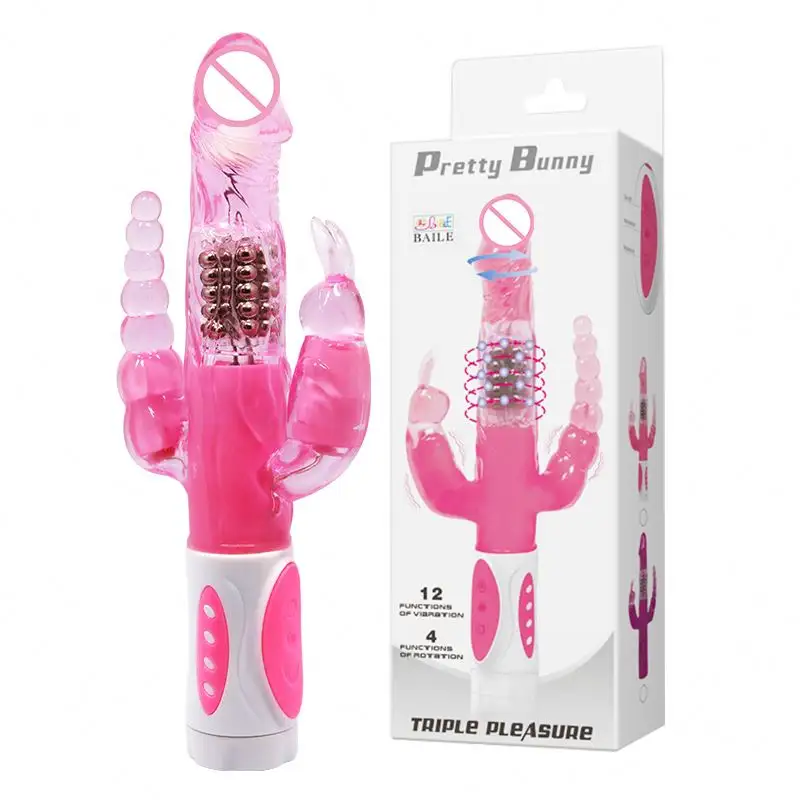 New York 3 in 1 G spot Vagina Anal Beads Rotation Thrusting Rabbit Vibrator Realistic Dildo Vibrator in Sex Products Women