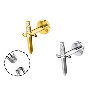 Boucles d'oreilles clous avec cristaux sertis clos, en titane, bijoux de mode unisexe pour piercing d'oreille - Product Image 3