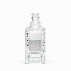 Bouteille de whisky en verre givré avec impression de logo personnalisée directe d'usine, design en relief, bouchon en liège, 500 ml/700 ml, pour liqueur, vodka, <span class=keywords><strong>tequila</strong></span> - Product Image 5