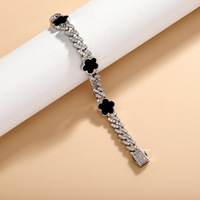 Bracelet cubain Hip-Hop à fleur à cinq pétales en zircon avec fermoir à ressort en fer, personnalisé, tendance INS, accessoire unisexe