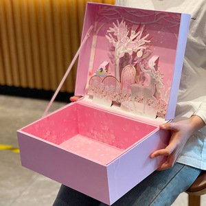 Boîte cadeau réutilisable en relief <span class=keywords><strong>3D</strong></span> Rose Château pour cosmétiques, tasse isotherme à couvercle rabattable, boîte cadeau Saint-Valentin pour étudiants - Product Image 2