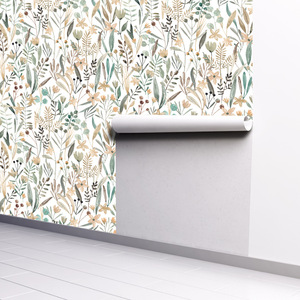 Carta da Parati Adesiva Rimovibile in PVC Impermeabile con Motivi <span class=keywords><strong>Floreali</strong></span> Boho, Adesivo Murale Floreale per Soggiorno - Product Image 1