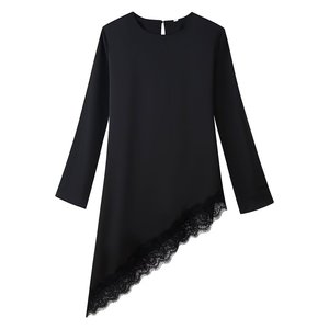 Zevity Blusa in <span class=keywords><strong>Raso</strong></span> Asimmetrica con Pizzo Sexy da Donna, Blusa Chic Ispirata a Dubai per Donne Musulmane, Abaya Islamica Modesta - Product Image 4