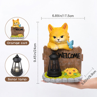 Statue de chien ou de chat solaire en résine pour jardin, sculpture animale avec lanterne LED, décoration extérieure pour patio, pelouse, décoration de jardin d'Halloween
