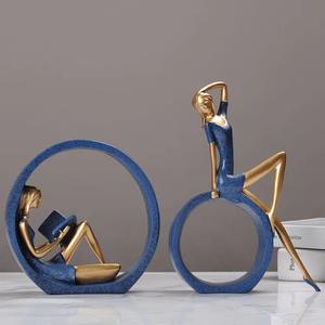 Adornos de resina de estilo nórdico de lujo para niña, música de hadas piramidal para decoración del hogar, sala de estar, entrada, oficina, regalos de escritorio - Product Image 5