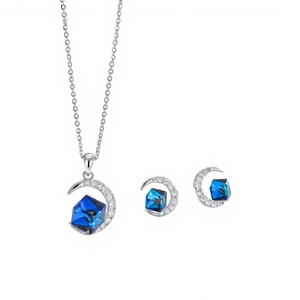 925 <b>Sterling</b> <b>Silver</b> Moon Jewelry <b>Set</b> Necklace and Stud <b>Earrings</b> for Women Wedding Anniversary Gift - Product Image 4