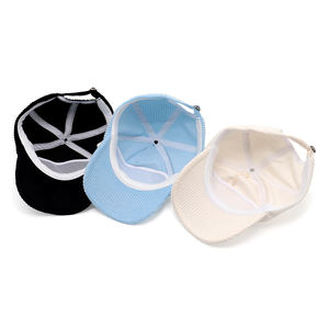 Casquette de baseball à 5 panneaux propre logo chapeau de papa en velours côtelé uni vierge personnalisé - Product Image 3