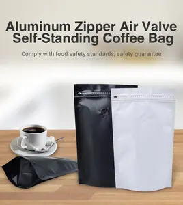 Custom Printed Style And Size Flat Bottom Pouch Packaging Bag To Pack Coffee Food Nut 1 Way Valve Coffee Bag